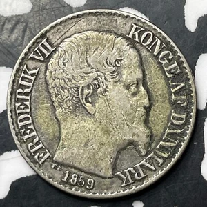 1859 Danish West Indies 5 Cents Lot#MK384 Silver! - Picture 1 of 2