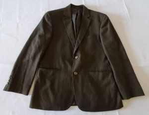 Tasso Elba Sport Coat Blazer Men's 40S Brown Window Pane Lined Pockets 2 Button - Picture 1 of 6