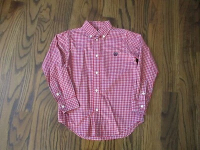 CHAPS Red/ Navy Blue & White Plaid Button Front Shirt Boys Size 7 ~ VGUC - Image 1 of 4