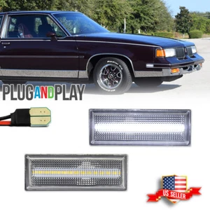 2PCS Clear Lens White LED Side Marker Light For 1981-1988 Oldsmobile Cutlass 442 - Picture 1 of 11
