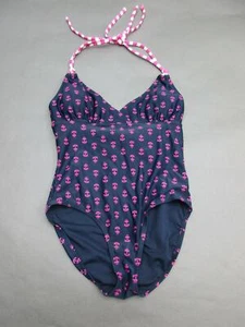 Old Navy Size L Girls Black Pink Anchor Padded One-Piece Swimsuit 2G - Picture 1 of 5