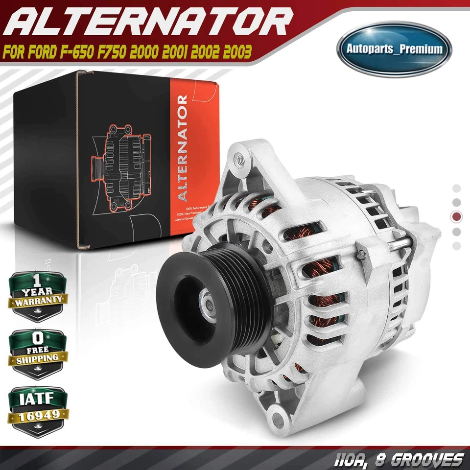 Alternador para Ford F-650 F750 2000 2001 2002 2003 110A 12V CW 8 ranhuras polia - Imagem 1 de 4