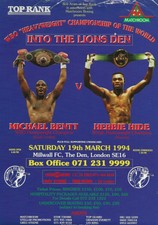 1994 MICHAEL BENTT VS HERBIE HIDE BOXING POSTER/HANDBILL
