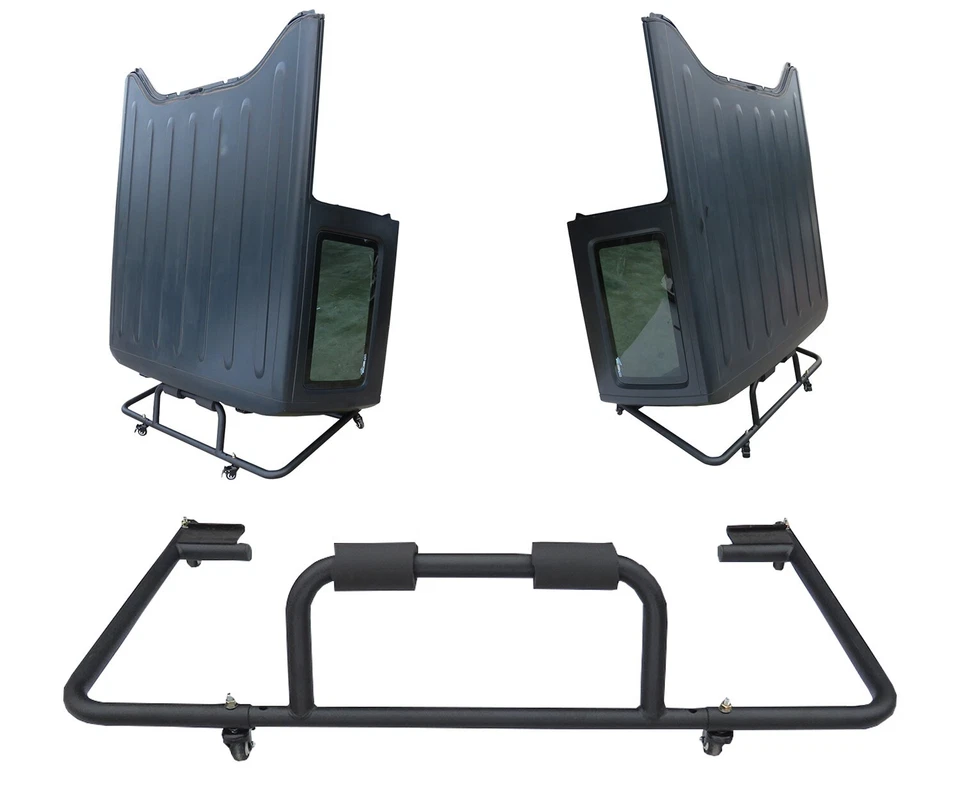 Black New Sliding Hard Top Carrier Storage Cart Rack For 87-23 Jeep Wrangler - Image 1 of 4