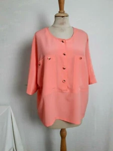 CHEMISIER BLOUSE été rose saumon T.46 VINTAGE PINK BLOUSE size XL - Imagen 1 de 8