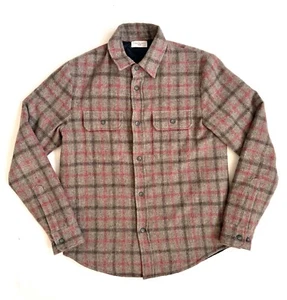 John Elliott Men's Wool Jacket Shirt Grey Flannel Striped Plaid Button Size S - Picture 1 of 6