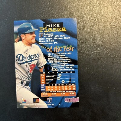 C55b 1994 Topps Stadium Club #140 Mike Piazza Award Winner Rookie Of The Year - Image 1 of 2