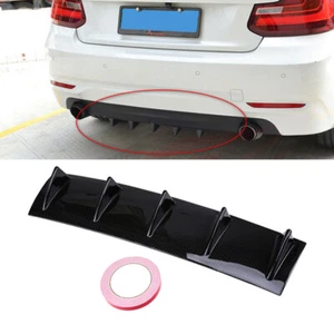 Carbon Fiber Look Rear Body Bumper Finned Diffuser Shark Fin Kit Universal - Picture 1 of 11