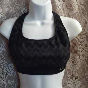 C9 Champion size L Black Gray Zigzag Pattern Jogging Running Sports Bra - Picture 1 of 7