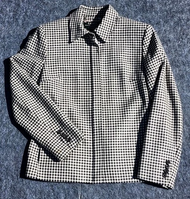 Blazer de lana pata de gallo Lauren Ralph Lauren para mujer talla 6P traje abrigo negro blanco Foto 1 de 4