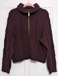 Talbots Ladies Cable Knit Chunky Crop Cardigan Super Soft Sweater Size XL P Cozy - Picture 1 of 7