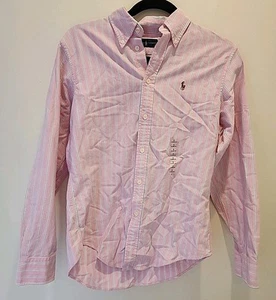 Neu ohne Etikett Ralph Lauren Langarmhemd/Pony klassische Passform rosa marineblau gestreift S/P - Bild 1 von 8