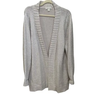 Women's Coldwater Creek Silver Metallic Open Front Cardigan Sz 2X - Picture 1 of 5