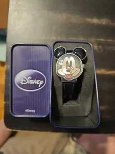 Mickey Mouse Childen's Watch Face & Ears Shape Black Leather Band Working - Picture 1 of 3