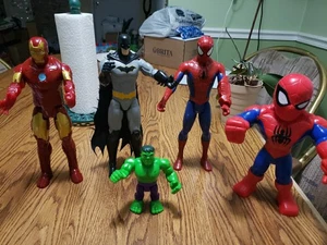 Marvel DC Comics Three 12" Super Hero Action Figures + 10" Spiderman And 5" Hulk - Picture 1 of 19
