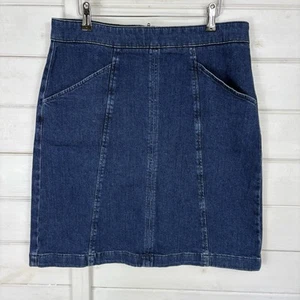 BODEN Denim Skirt Size UK 14 Blue A Line Utility Casual Dark Wash Pockets Summer - Picture 1 of 9