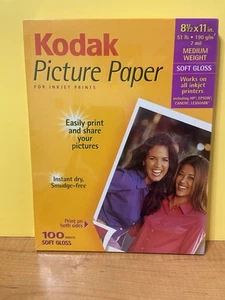 Kodak Ink 100 Sheets Soft Gloss Picture Photo Paper  8 1/2 x  11  51 lb. - Afbeelding 1 van 2