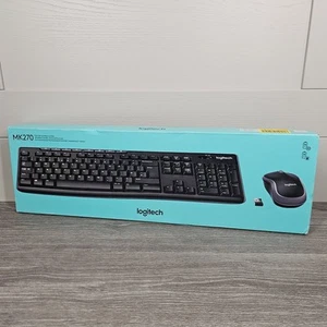 Logitech MK270 Wireless Keyboard and Mouse Combo UK Full-size Numeric Keypad New - Photo 1/16