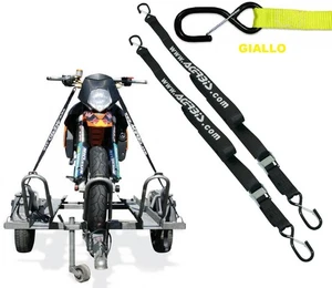 SET 2 CINGHIE ACERBIS 25MM FISSAGGIO FERMA MOTO TRASPORTO SICUREZZA GIALLO - Picture 1 of 2