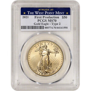 2021 American Gold Eagle Type 2 1 oz $50 - PCGS MS70 First Production WP Label