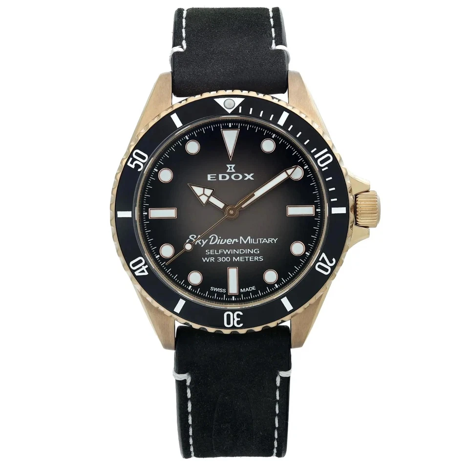 Edox SkyDiver 42mm Bronze Black Ombre Dial Automatic Men Watch 80115 BRZN NDR - Image 1 of 4