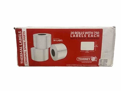 OEM Torrey W-Label Scale Blank Standard Thermal Label 1 Case/20 Roll, 750/Roll