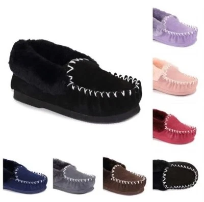 Genuine Unisex AUSTRALIAN SHEEPSKIN Moccasins Wool Slippers Mocasin Mocassin Ugg - Image 1 of 4