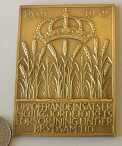 Premio sueco de bronce 1939-1949, esfuerzos de sacrificio 84x61 mm - Imagen 1 de 2