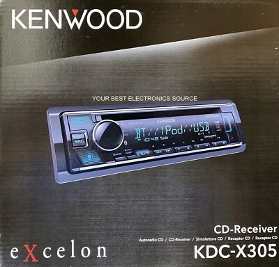NEW Kenwood KDC-X305 1-DIN Car Audio Stereo Receiver, CD/AM/FM w/ Bluetooth - Image 1 of 4