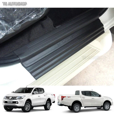 Placa de desgaste 4 puertas negro mate cubierta de umbral Mitsubishi L200 Triton XLT 2015 16 17 Foto 1 de 4