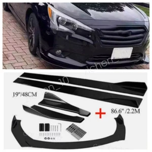 Black Front Bumper Lip Spoiler Splitter Kit+ Side Skirts For Subaru Legacy 2009 - Picture 1 of 14