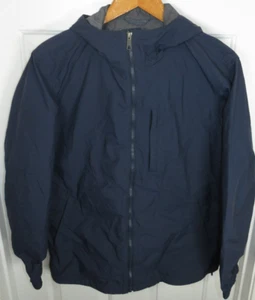 MEC Rain Jacket Mountain Equipment Co-op Wax Cotton Lined Full Zip Navy Large - Picture 1 of 6