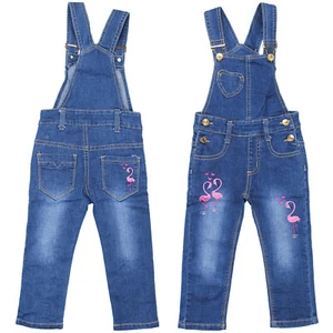 Salopette jeans bambino jeans ragazza salopette jeans salopette tuta pantaloni elasticizzati blu - Foto 1 di 5