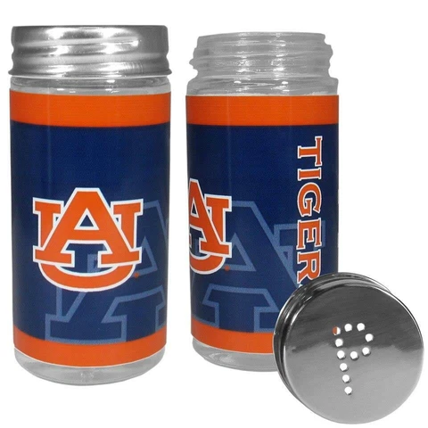 Auburn Tigers Glass Salt and Pepper Shakers [NEW] NCAA Tailgate Kitchen Cook Cover
