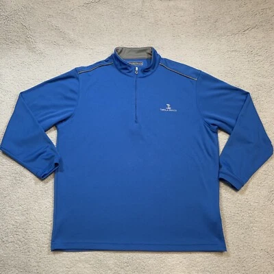 Sudadera Pullover Pebble Beach Para Hombres Mediana 1/4 Cremallera Rendimiento Azul Logo Foto 1 de 4