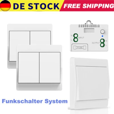 FUNK WANDSCHALTER EINBAU-SCHALTER WECHSELSCHALTER WAND-SENDER KABELLOS UNTERPUTZ - Bild 1 von 4