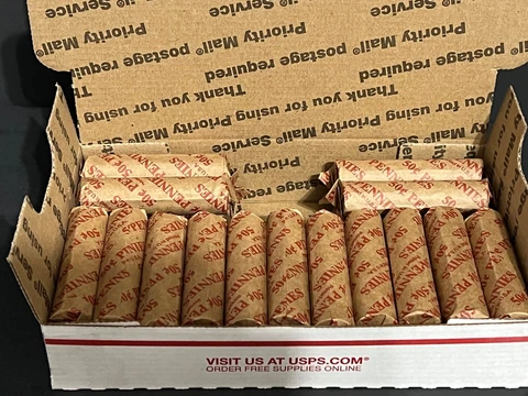 BULK COPPER PENNIES, 1500 count (95% copper) pre-1982 ~ 10 LBS 30 rolls Cover