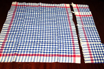 Lot 5 Torchons anciens à carreaux  bleus et liteaux 74 x 69 cm - Photo 1/4