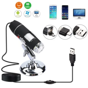 1600x USB Digital Microscope Camera 8 LED OTG Endoscope Magnification w/ Stand - Picture 1 of 35