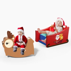 7pcs Toddler Soft Foam Climb Blocks Set Christmas Deer Rocking Horse Lightweight - Picture 1 of 11