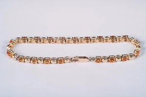 14K Yellow Gold app. 7 ct. tw. Round Design Citrine Bracelet, 6.75" long - Picture 1 of 4