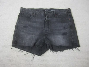 Old Navy Damenshorts 16 schwarz Jeans Denim OG gerade hoher Bund 5 Knöpfe Hosenschlitz Dist - Bild 1 von 12
