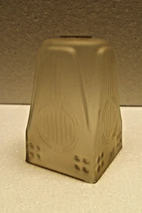 Paralume lampada vetro smerigliato vintage quadrato art deco design geometrico goffrato decorazione - Foto 1 di 18
