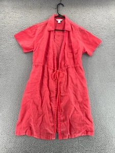 ATHLETA Playa 100% Linen Wrap Midi Dress in Passionfruit Coral Women's Size 8 - Picture 1 of 15