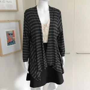 Mela Purdie Black & White Boho Loose Open Cardigan /Size 20 AU/Made in Australia - Picture 1 of 8