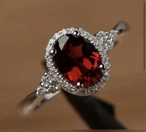 Classic Ruby Alloy Ring, Rhinestone Oval Ring Size 7 New - Picture 1 of 5