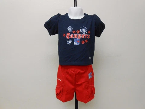 New-Mended- New York Rangers Toddlers Girls size 2T Reebok Shirt and Shorts Set Cover