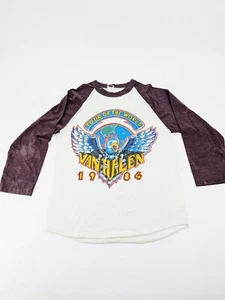 Van Halen Vintage 1984 Tour of the World Raglan Baseball 3/4 Sleeve T Shirt USA - Picture 1 of 8