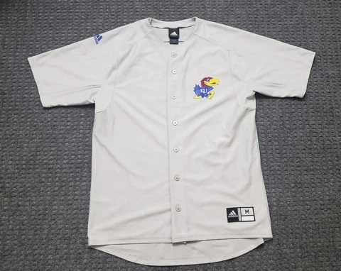 Adidas Men's Medium Gray Jersey Kansas University Jayhawks Baseball Cover