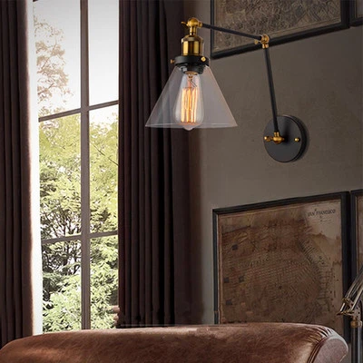 Swing Arm Wall Lights Kitchen Wall Lamp Bedroom Glass Wall Sconce Home Lighting - Image 1 of 4